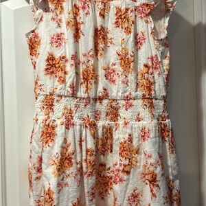 LOFT Kids Floral Dress in Orange and White